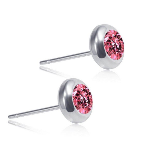 Stainless Steel CZ Stud Earrings for Men & Woman - Picture 3 of 8